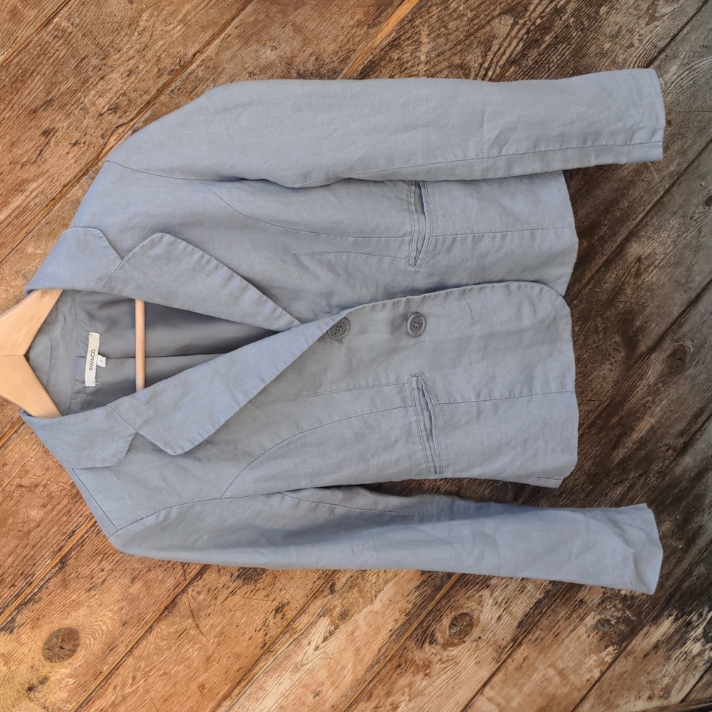 RW& CO blazer Neutral grey linen Lined Jacket 2